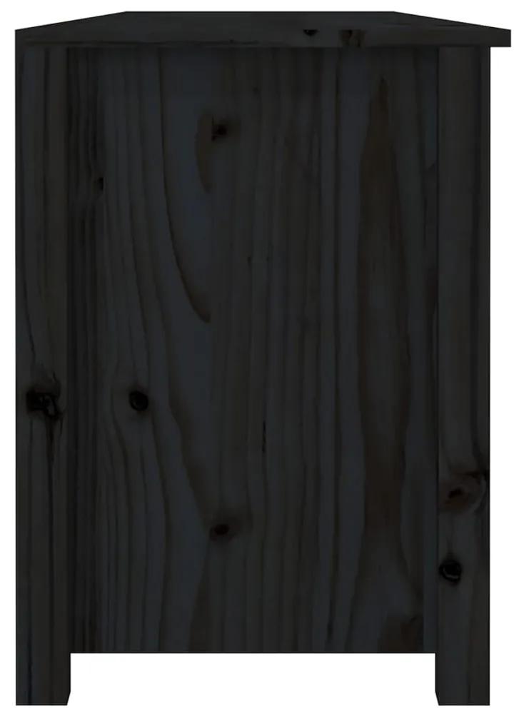 Scarpiera Nera 160x36,5x50 cm in Legno Massello di Pino