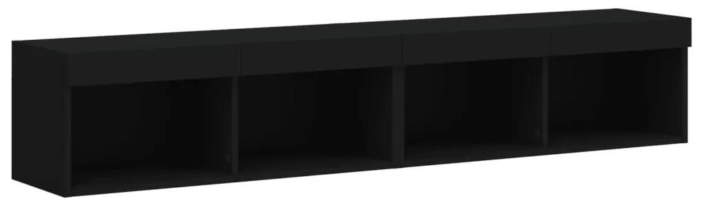 Mobili Porta TV con Luci LED 2 pz Neri 80x30x30 cm