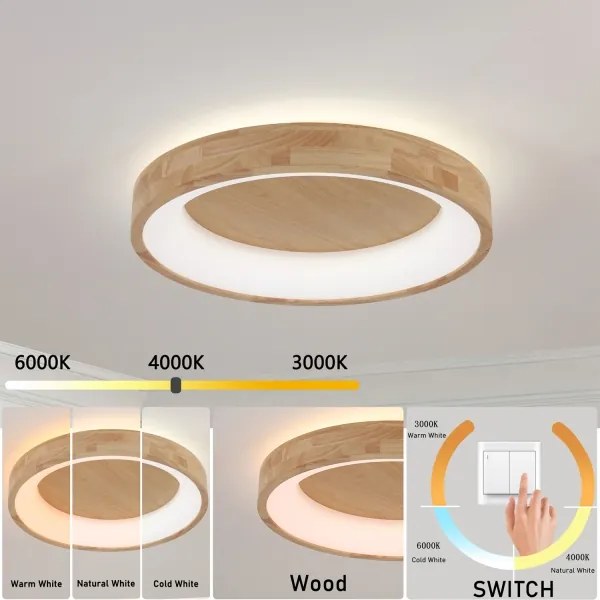 Brilagi-LED Lampada da soffitto FALCON WOOD LED/40W/230V 3000/4000/6000K 60 cm in legno