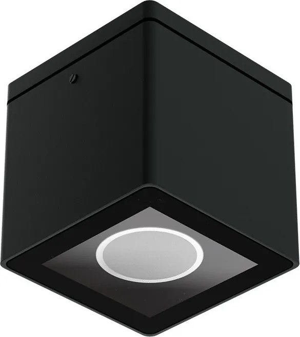 Applique da soffitto Quadrata GU10 IP54 in Alluminio e Vetro - Nero