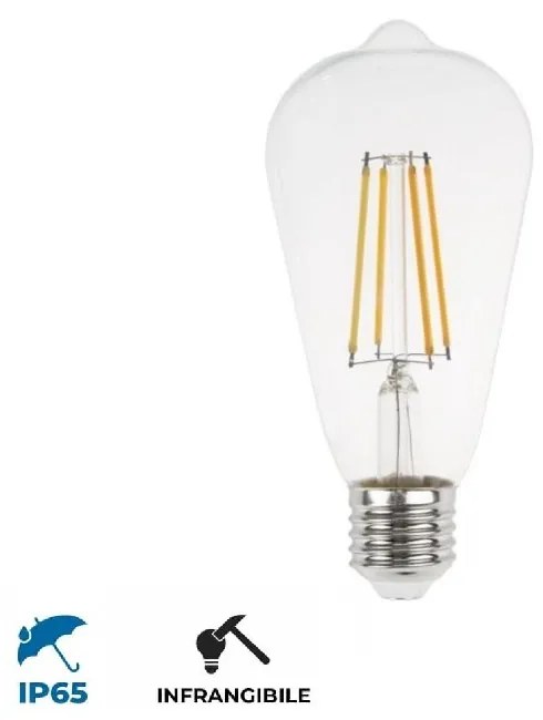 Lampada LED E27 4W a Filamento IP65, ST64 - INFRANGIBILE per Catenarie Colore  Bianco Naturale 4.000K