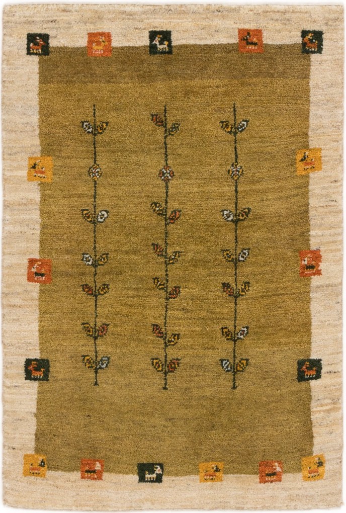 Gabbeh Tappeto persiano 140 x 100 Verde (Iran) Annodato A Mano