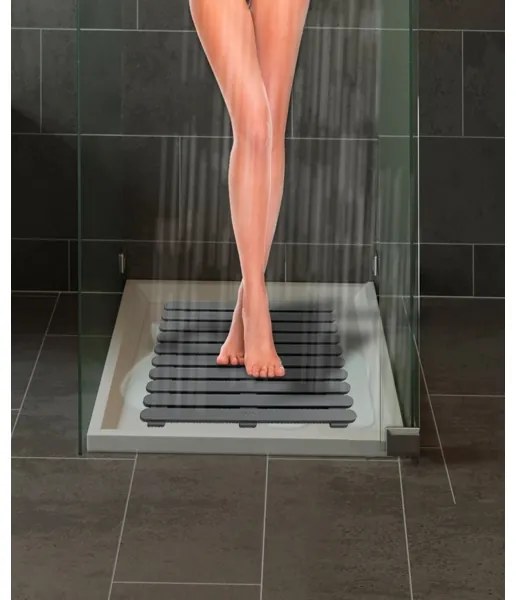 WENKO 22947100-Tappetino doccia per interni ed esterni 55x55 cm grigio