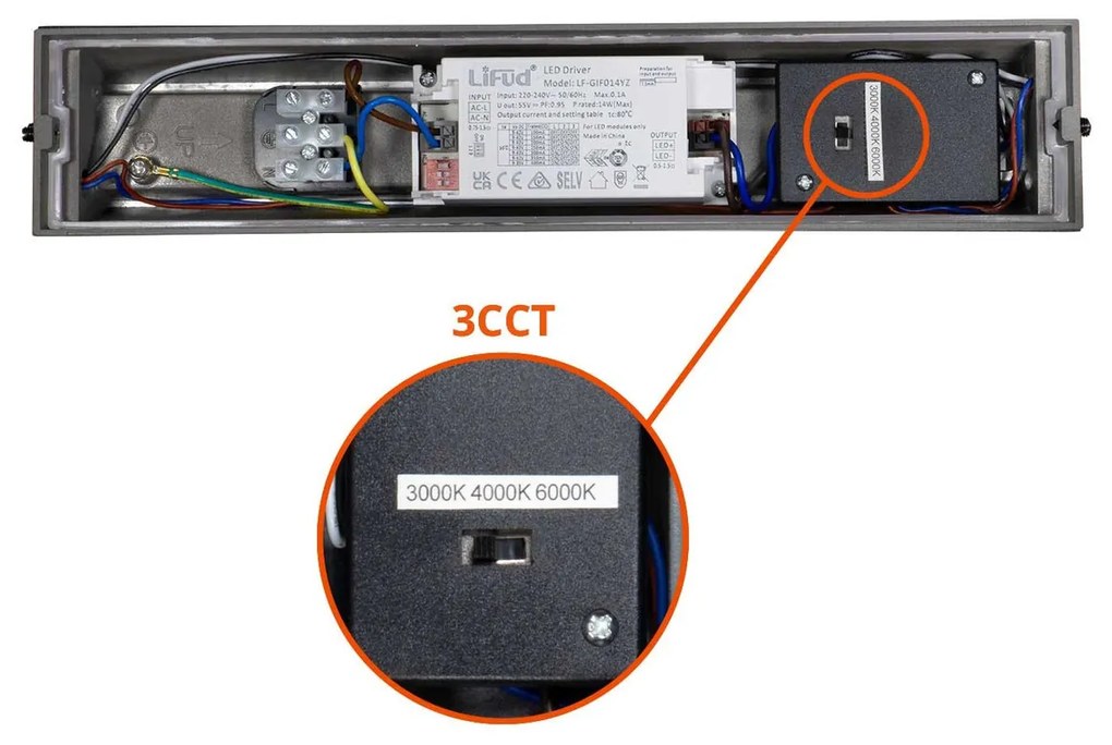 Applique Bidirezionale Grigia 12W CCT IP65 da esterno - Serie FILO Colore Bianco Variabile CCT