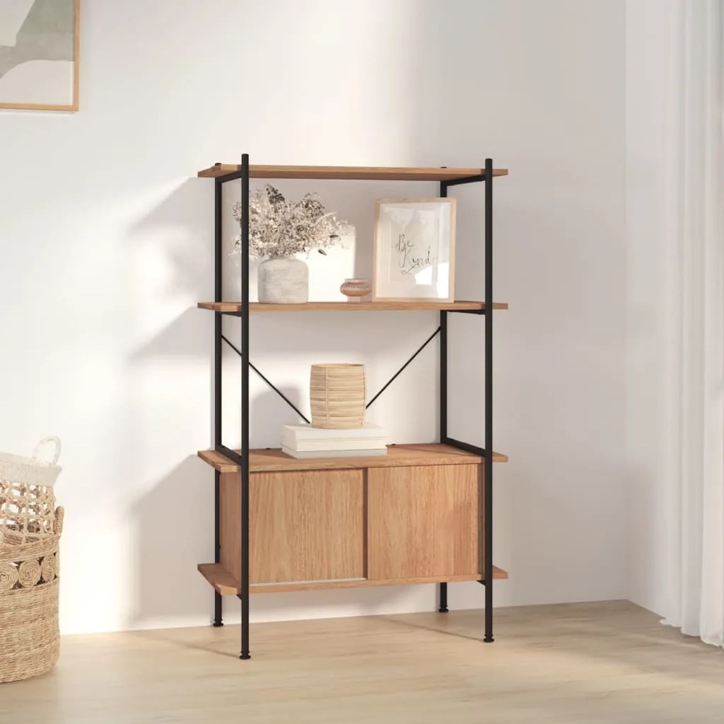 Scaffalatura 4 Livelli Con Mobile 80x40x130 Cm Acciaio E Legno /