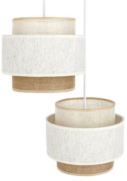 Lampadario a cavo BOHO 2xE27/60W/230V bianco/iuta