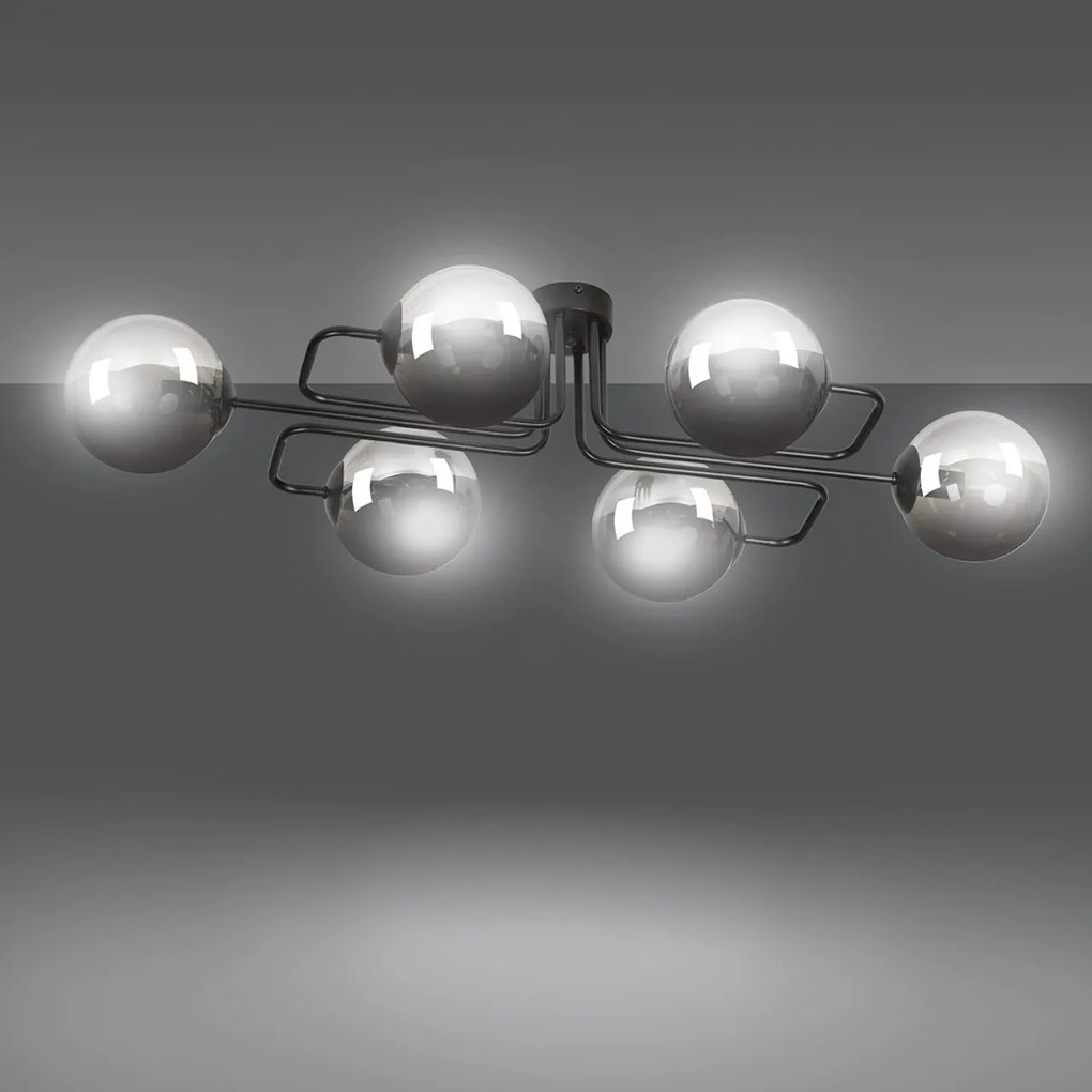 Lampadario da soffitto BRENDI 6 in acciaio e vetro 6xE14