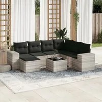 Set Divano da Giardino 8pz con Cuscini Grigio Chiaro Polyrattan 3222911