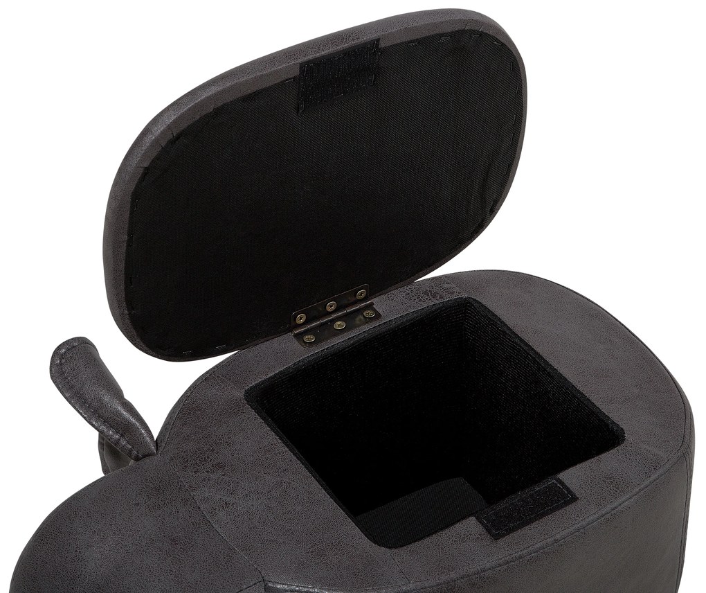 Pouf in tessuto similpelle grigio scuro ELEPHANT Beliani