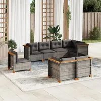 Set Divano da Giardino 8 pz con Cuscini Grigio in Polyrattan 3261900