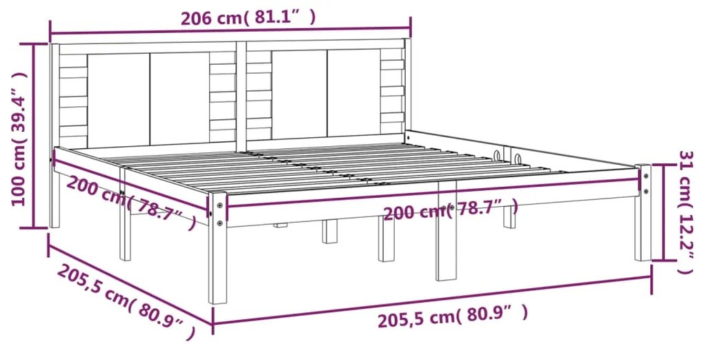 Giroletto Grigio in Legno Massello di Pino 200x200 cm