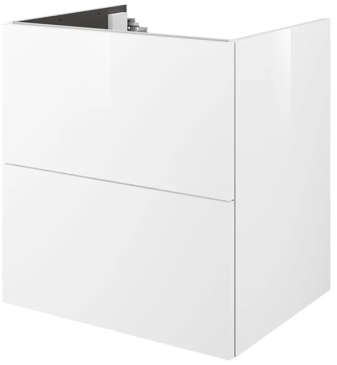 Mobile da bagno sospeso sotto lavabo L 60 x H 64 x P 48 cm bianco laccato lucido, 2 cassetti SENSEA Neo