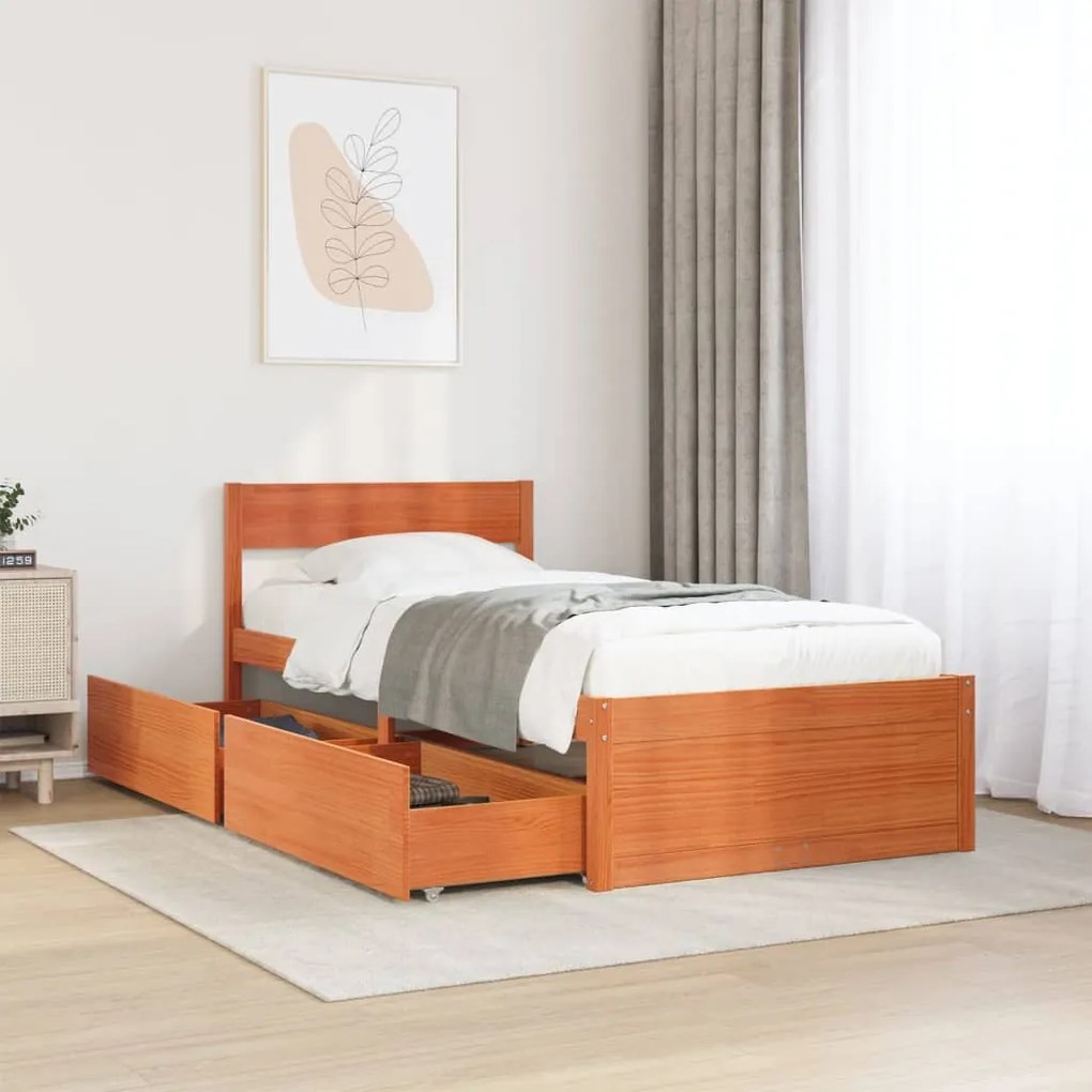 Letto senza materasso marrone cera 90x190 cm in legno di pino