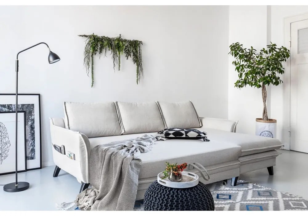 Divano letto angolare turchese, angolo destro Charming Charlie - Miuform