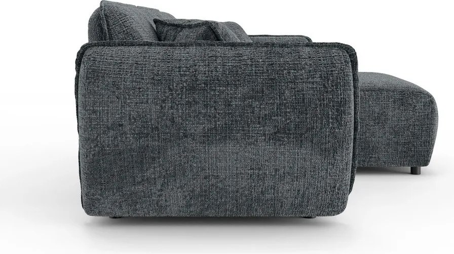 Divano angolare grigio scuro (con penisola a destra/con chaise lounge) con rivestimento in ciniglia Nelia – Ropez