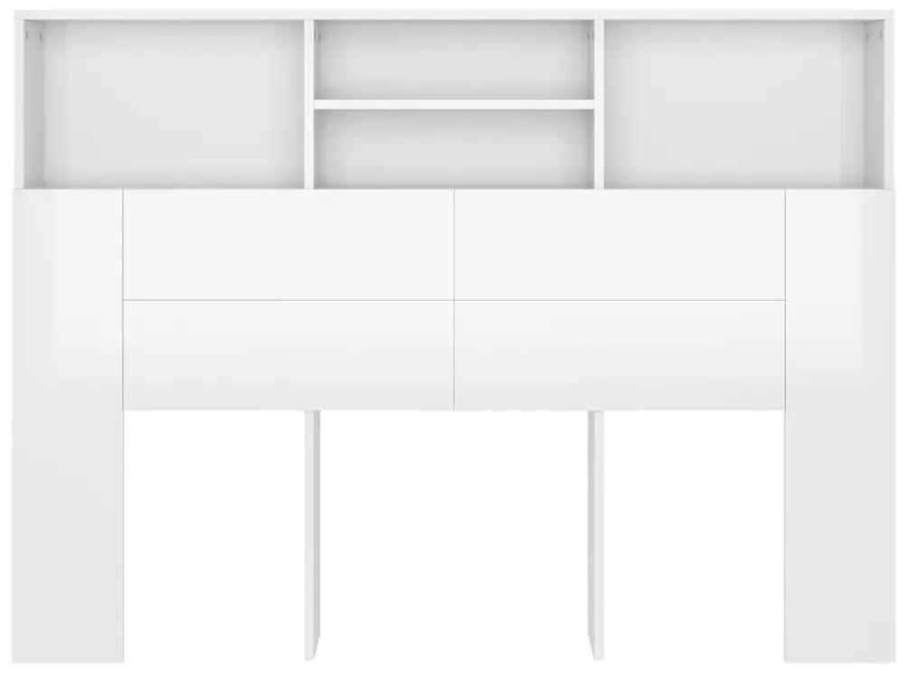 Testiera con scomparti bianco lucido 140x19x103,5 cm