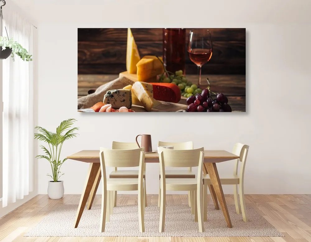 Quadro su tela – Variazioni di formaggi su tavola