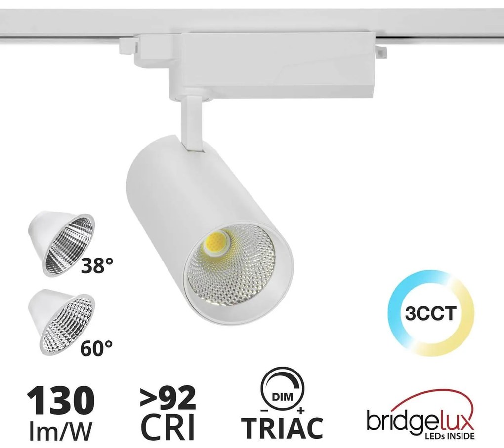 Faro LED 40W Dimmerabile Triac Monofase 38/60° CCT Bianco Variabile CRI92 Colore Bianco Variabile CCT