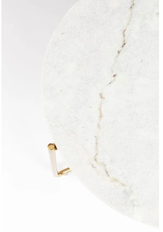 Tavolino da salotto rotondo bianco/dorato con piano in marmo ø 70 cm Timpa – White Label