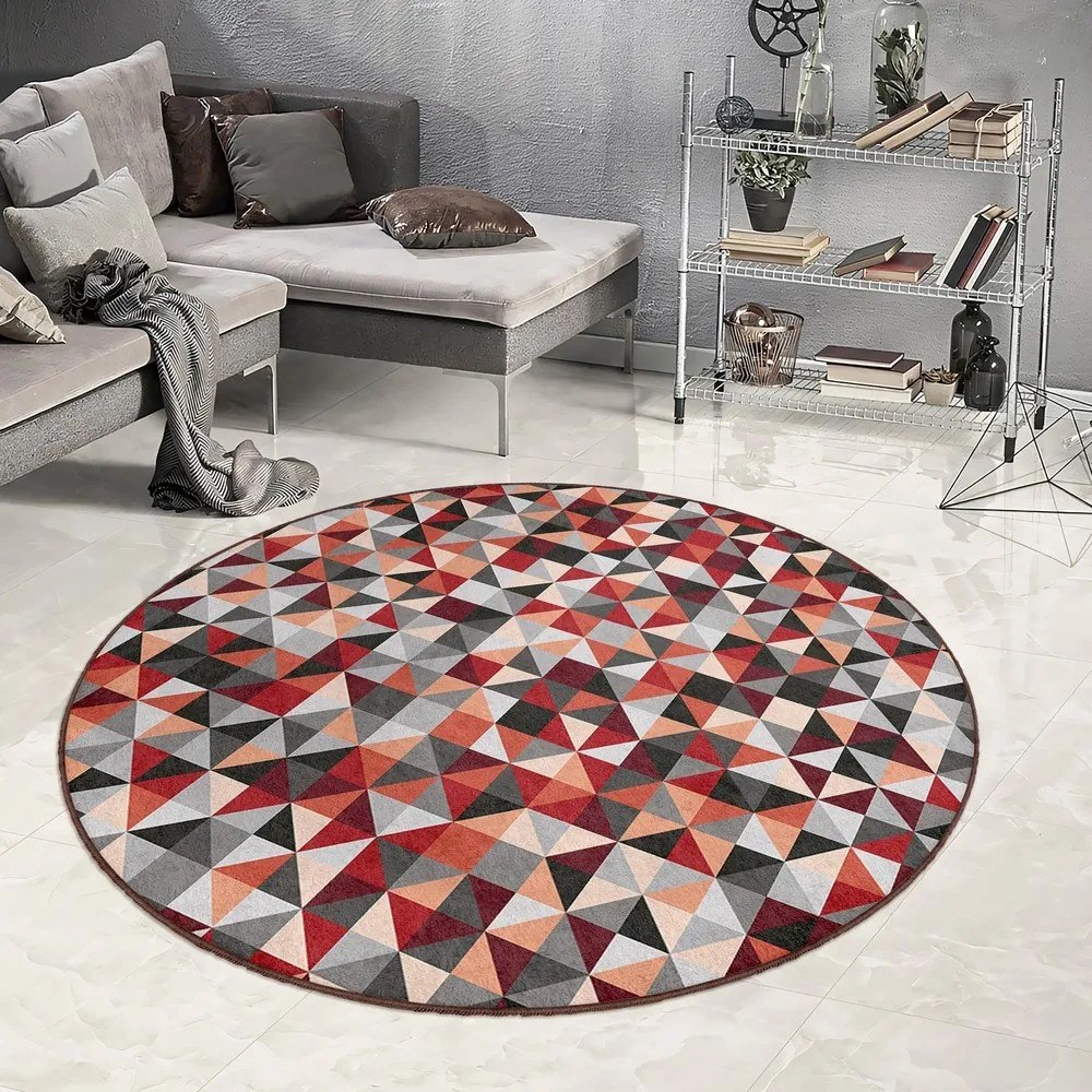 Tappeto rotondo rosso/grigio lavabile ø 80 cm Ignite – Mila Home