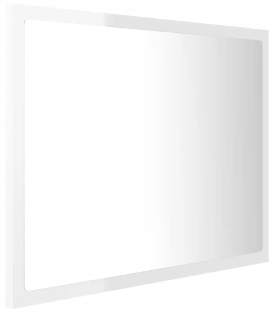 Specchio da Bagno LED Bianco Lucido 60x8,5x37 cm in Acrilico