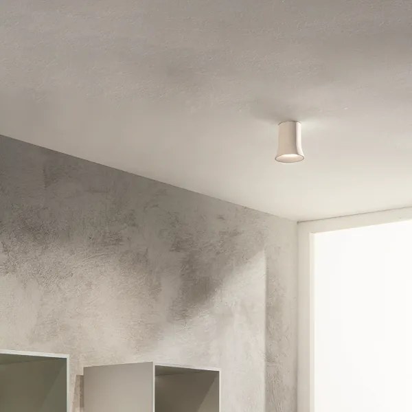 Lampada faretto da interno ROCK 8x10 cm in cemento Bianco e vetro soffiato