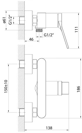 Aqualine - Rubinetto doccia BOLERO cromo lucido