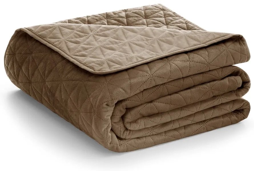 Copriletto trapuntato in velluto marrone chiaro 220x240 cm Laila - AmeliaHome