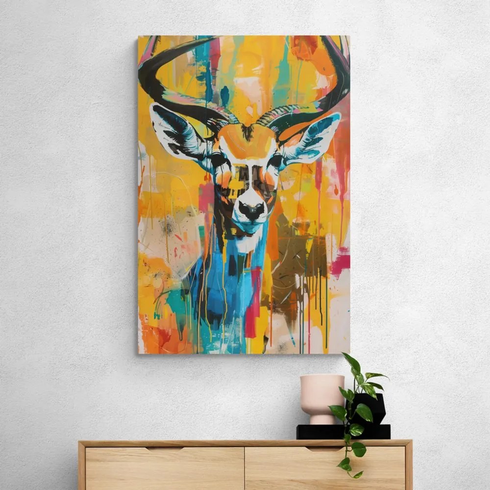 Stampa su tela – Antilope con imitazione di pittura