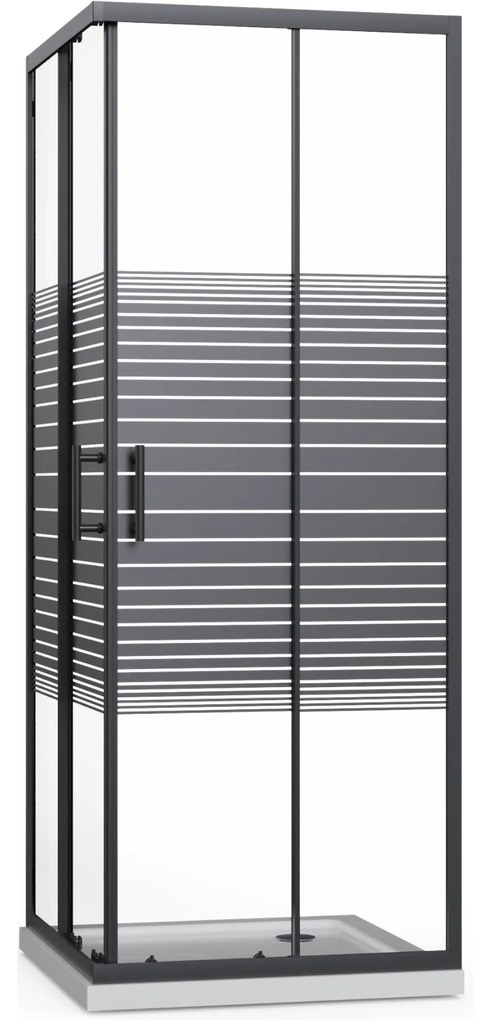 Box doccia angolare 2 Lati 70x90cm nero cristallo scorrevole serigrafato  6mm