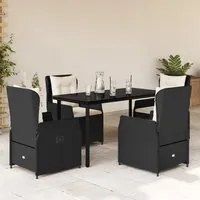 Set da Pranzo da Giardino 5 pz Nero con Cuscini in Polyrattancod mxl 93173