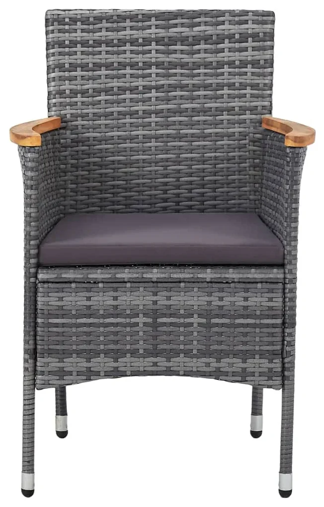 Set da pranzo per giardino 5 pz in polyrattan grigio