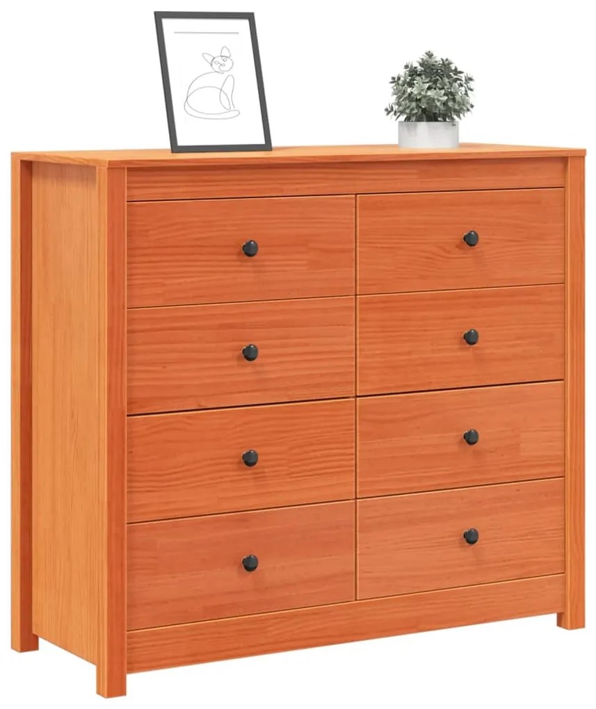 Armadietto marrone cera 100x40x90 cm in legno massello di pino