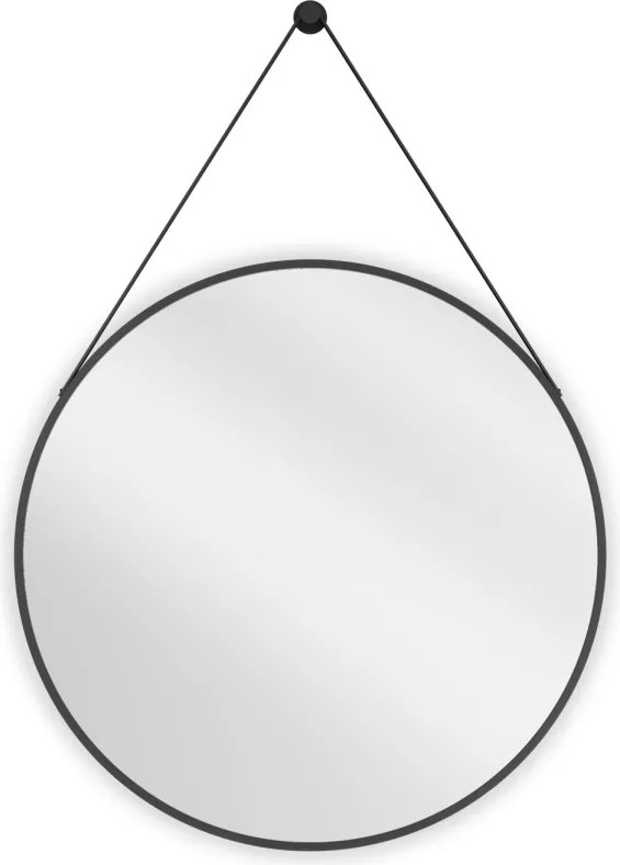 Mexen String specchio da bagno rotondo 70 cm, cornice nera - 9854-070-070-000-70