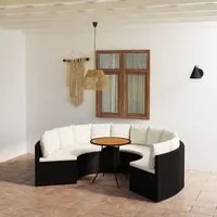 Set Divani da Giardino 7 pz con Cuscini in Polyrattan Nero 3064888