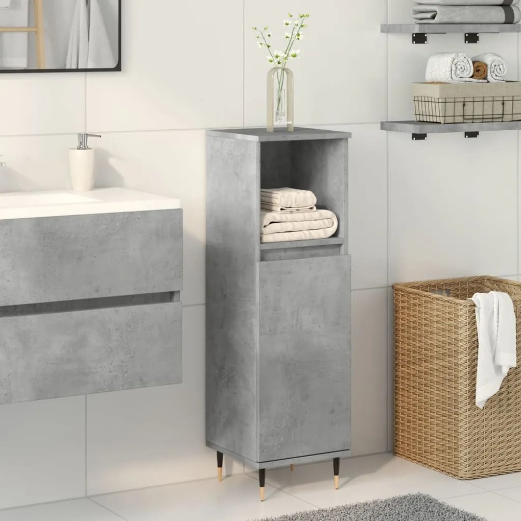 Armadietto Da Bagno Grigio Cemento 30x30x100 Cm İn Truciolato /