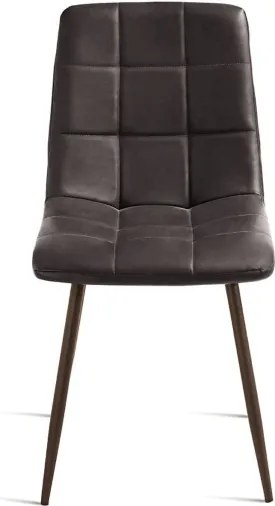 Sedia da cucina in ecopelle e gambe metallo Marrone - ARCA 2 sedie