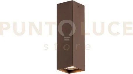 Plafoniera fluke quadrata corten 1 luce attacco gu10 6x6x20cm