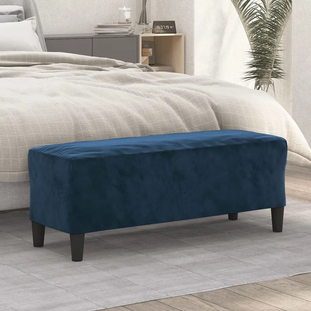 Panca Blu 100x35x41 Cm İn Velluto /