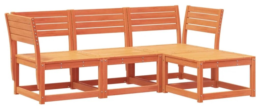 Set salotto da giardino 4 pz marrone cera legno massello pino