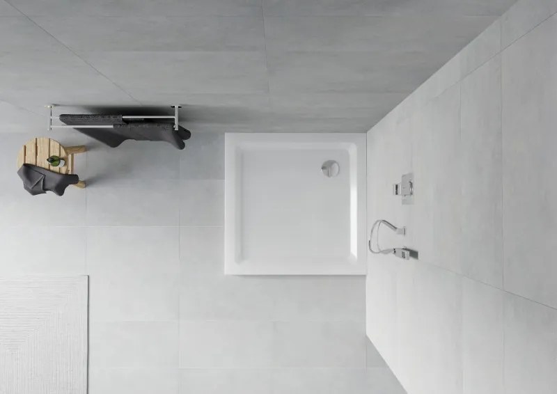 Mexen Flat piatto doccia quadrato slim 80 x 80 cm, bianco, sifone cromato - 40108080