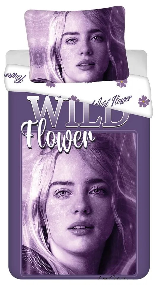 Set copripiumino e federa da bambini viola in cotone per letto singolo 200x140 cm Billie Eilish – Jerry Fabrics