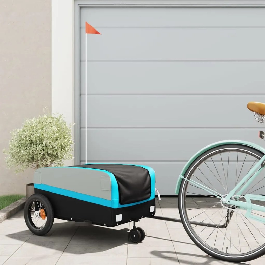 Rimorchio Da Bici Nero E Blu 30 Kg İn Ferro /