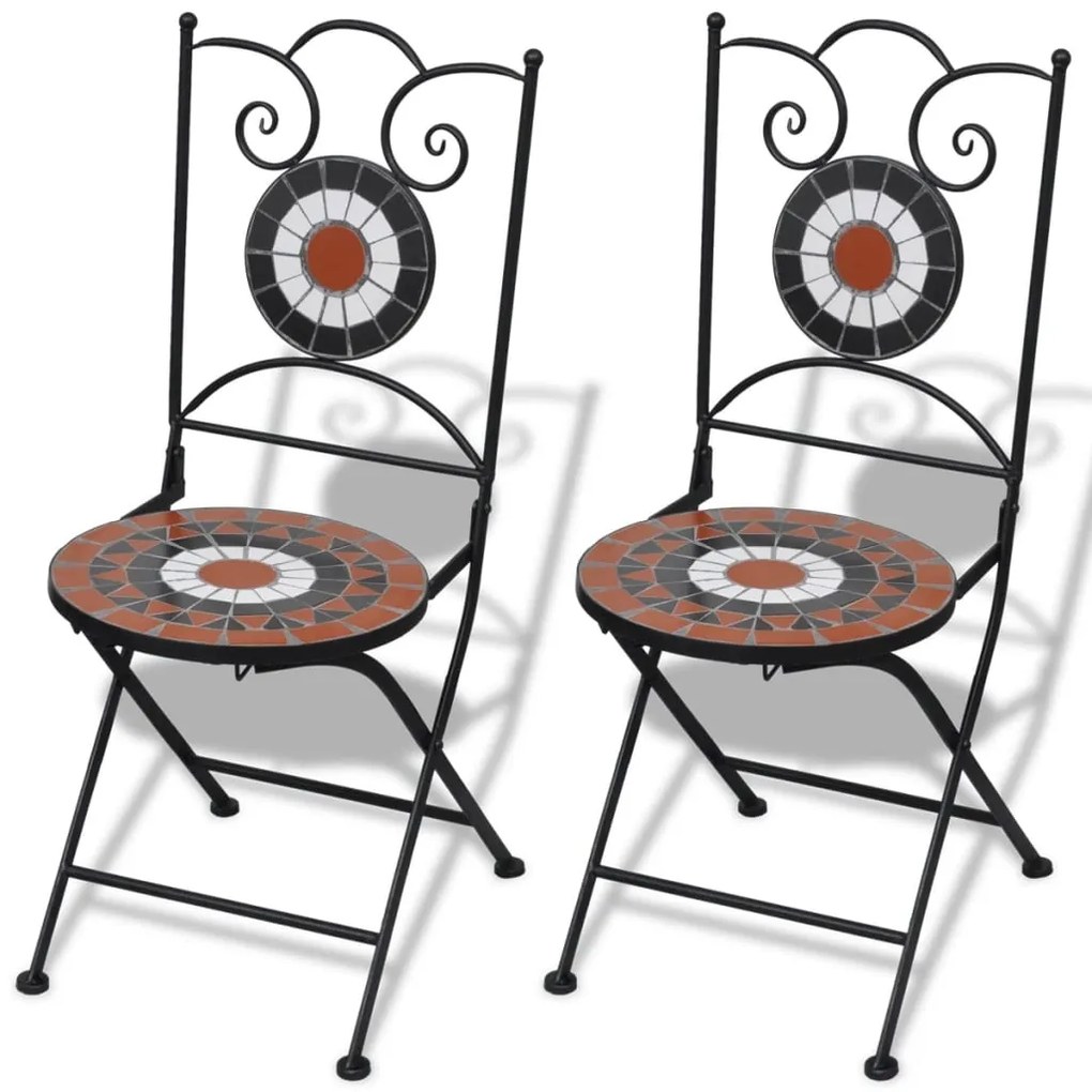 Sedie Da Bistrot Pieghevoli 2 Pz Ceramica Terracotta E Bianco /
