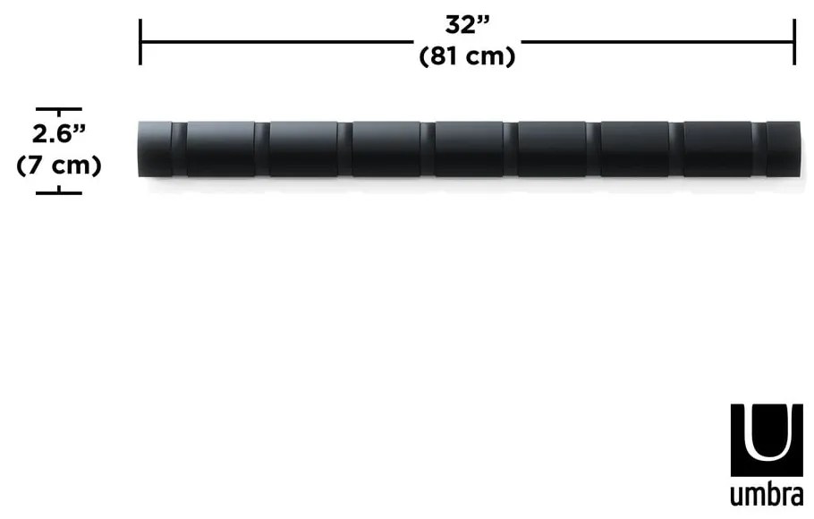 Appendiabiti da parete nero in legno di frassino Flip - Umbra
