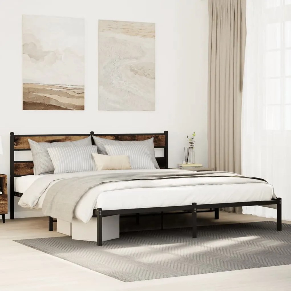Giroletto Senza Materaso İn Metallo Rovere Fumo 183x213 Cm /