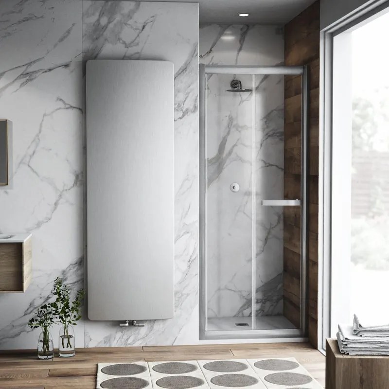 Porta doccia pieghevole Namara, L 115-120 cm x H 195 cm x SP 8 mm, profilo cromo