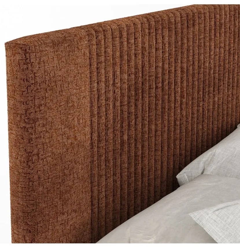 Letto boxspring arancione con contenitore 200x200 cm Bergamo – Maison de Rêve