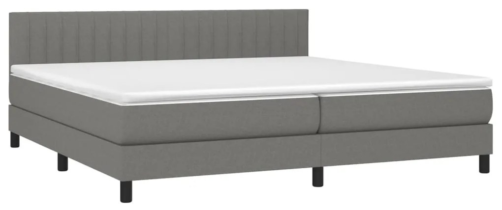 Letto a Molle Materasso e LED Grigio Scuro 200x200cm in Tessuto