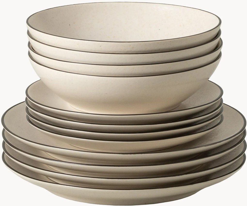 Servizio di piatti Augusta con ciotola per zuppa Augusta, set da 12